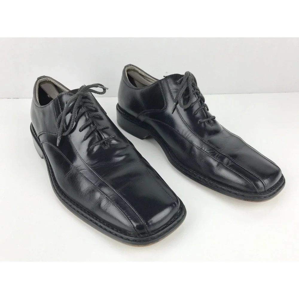 Stacy Adams Oxford Mens Black Leather Square Toe Lace Up Dress Shoes Size 11 M‎